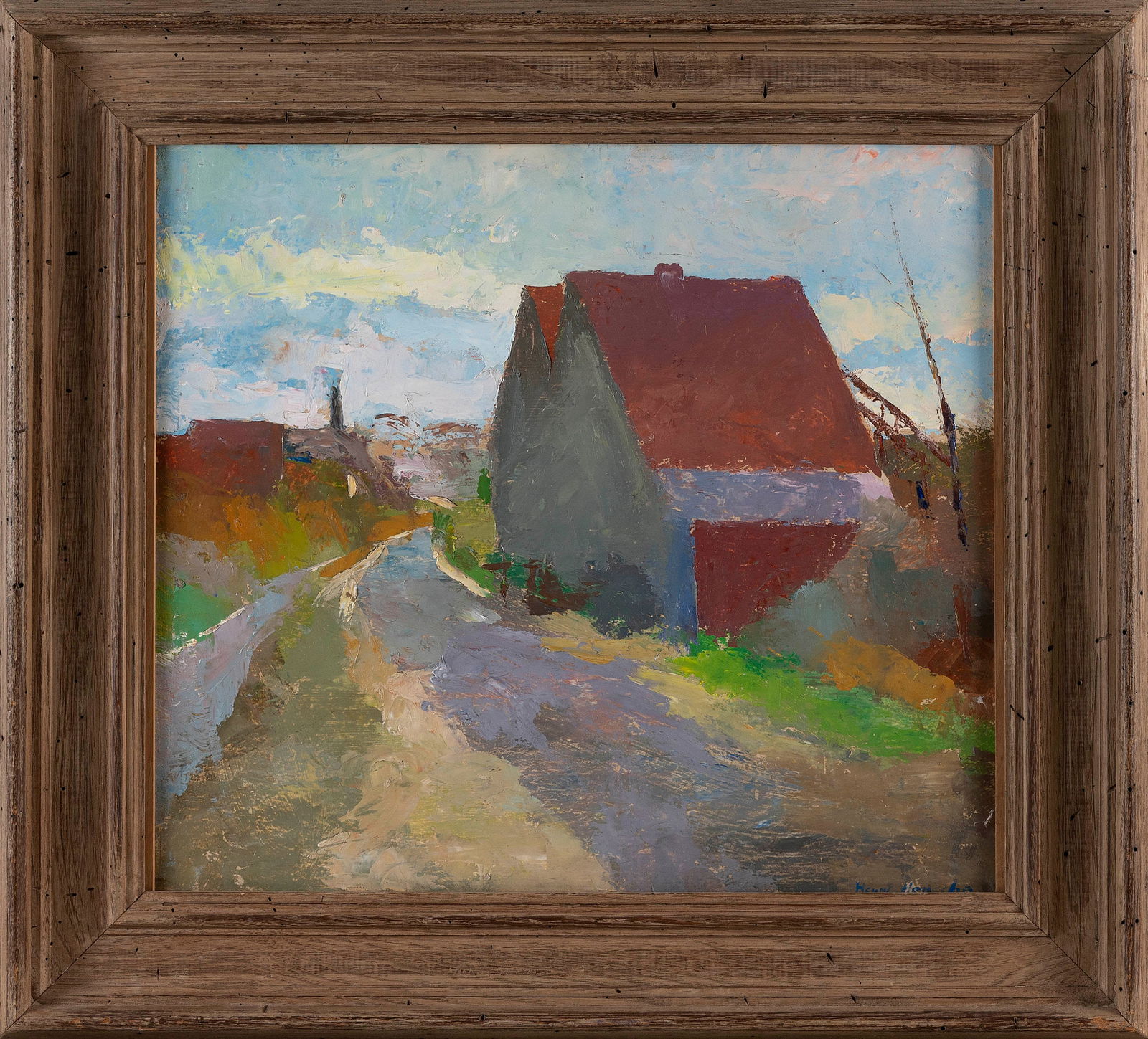 HENRY HENSCHE (Massachusetts/Louisiana/Germany, 1899-1992), Provincetown street scene., Oil on (1 of 2)