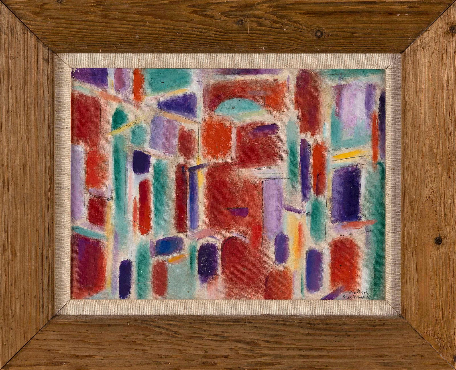 HARLEY MANLIUS PERKINS (Massachusetts/Vermont, 1883-1964), "Red Room"., Oil on canvas board, 13.5" x: HARLEY MANLIUS PERKINSMassachusetts/Vermont, 1883-1964"Red Room". Signed lower right "Harley Perkins". Signed and titled on facsimile label verso.Oil on canvas board, 13.5" x 17.5". Framed 18.5" x 22.