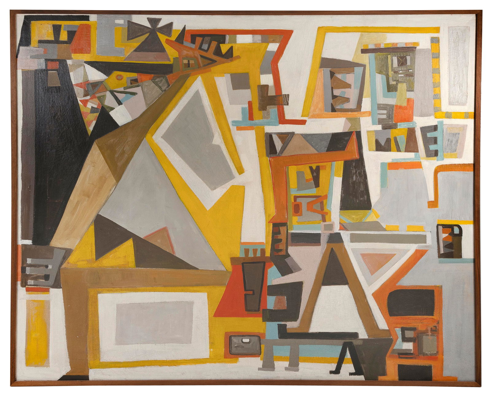 PETER BUSA (Pennsylvania, 1914-1985), Monumental Indian Space Painting, circa 1950., Oil on canvas,: PETER BUSAPennsylvania, 1914-1985Monumental Indian Space Painting, circa 1950. No signature noted.Oil on canvas, 63" x 69". Framed 66" x 71.5". Provenance:Purchased directly from the estate of the art