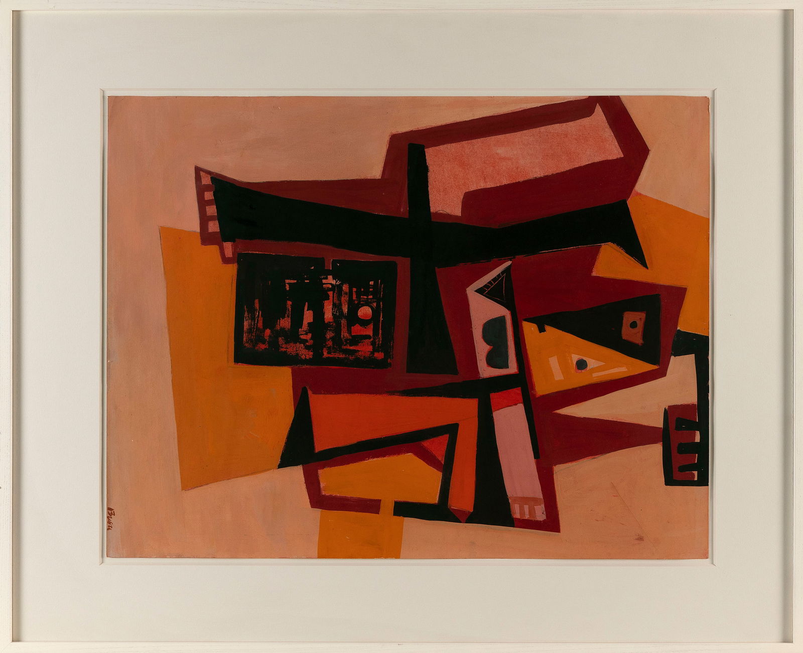 PETER BUSA (Pennsylvania, 1914-1985), Flame Figure., Gouache on paper, 26" x 19.5". Framed 35" x: PETER BUSAPennsylvania, 1914-1985Flame Figure. Signed lower right "Busa". Titled and dated "circa 1948" on label verso for Acme Fine Art and Design, Boston.Gouache on paper, 26" x 19.5". Framed 35" x