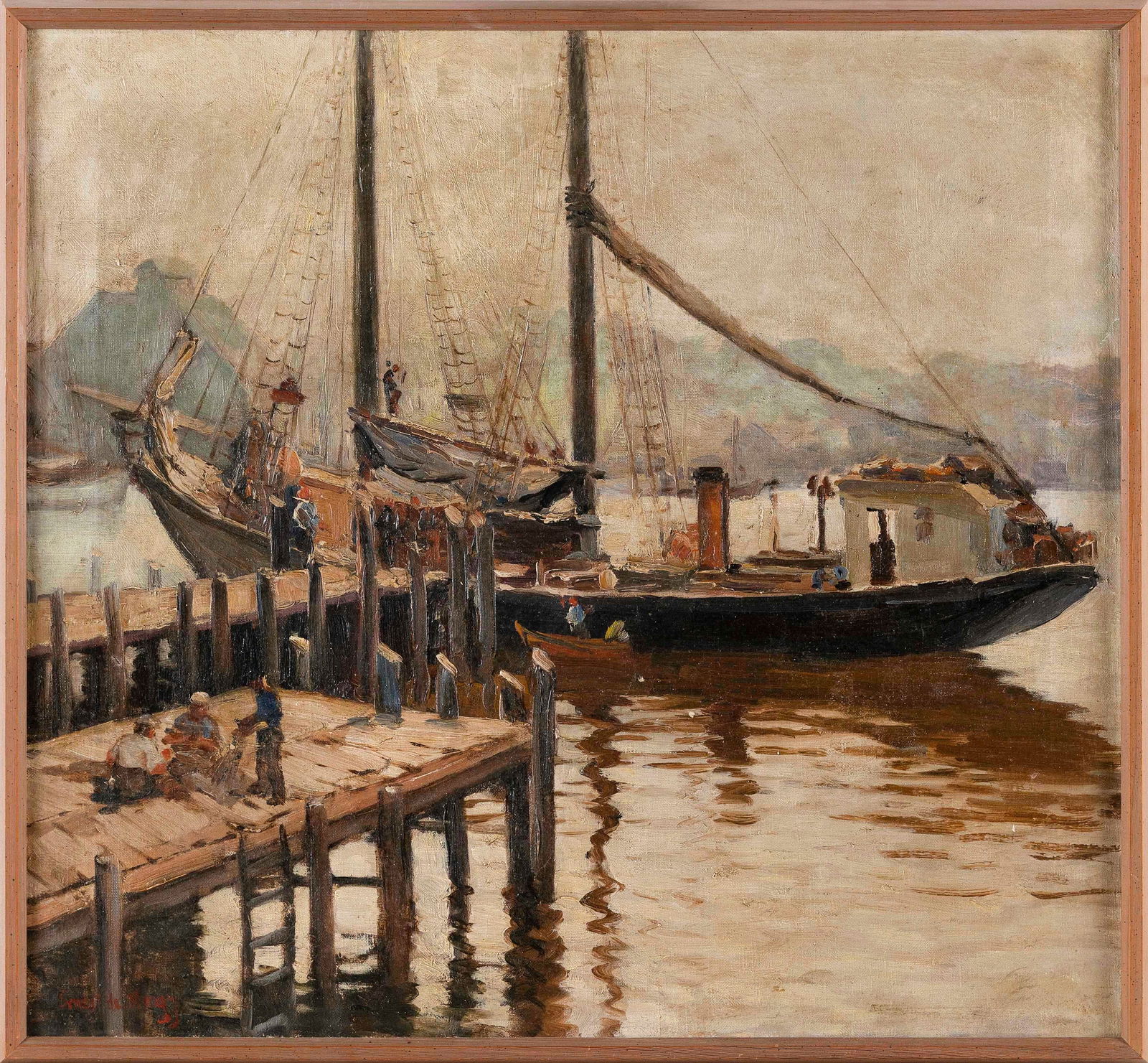ERNEST DE NAGY (Maine/New York/New Jersey, 1906-1944), "The Gertrude L. Thebaud at Gloucester"., Oil (1 of 2)