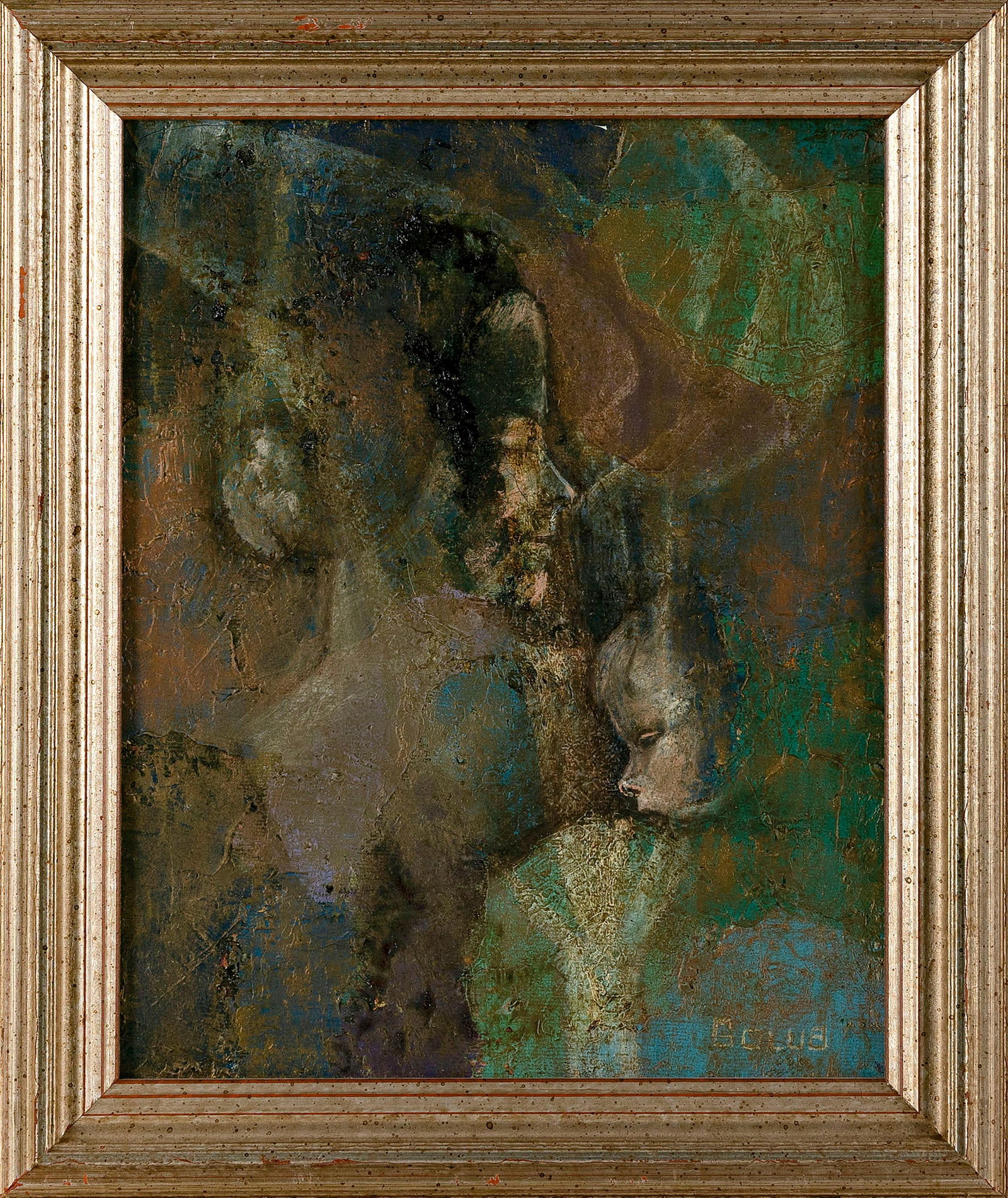 LEON ALBERT GOLUB (New York/Illinois, 1922-2004), Mother and child., Mixed media on board, 10" x 8". (1 of 2)