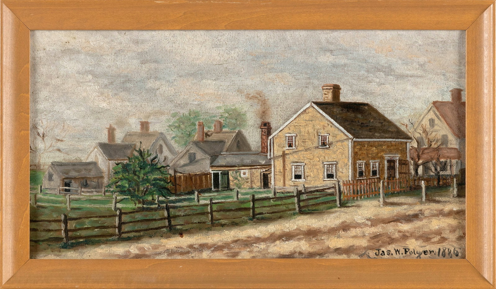 JAMES WALTER FOLGER (Nantucket, 1851-1918), Nantucket homestead, possibly the home of Captain: JAMES WALTER FOLGER Nantucket, 1851-1918 Nantucket homestead, possibly the home of Captain Benjamin Whitford Joy. Signed and dated lower right "Jas. W. Folger 1886". Inscribed verso "Painted by Jas. W