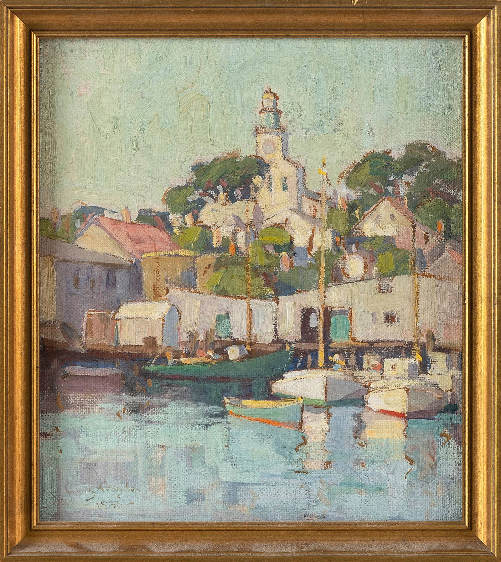 ANNE RAMSDELL CONGDON (New Hampshire/Massachusetts, 1873-1958), View of Nantucket Harbor., Oil on (1 of 2)