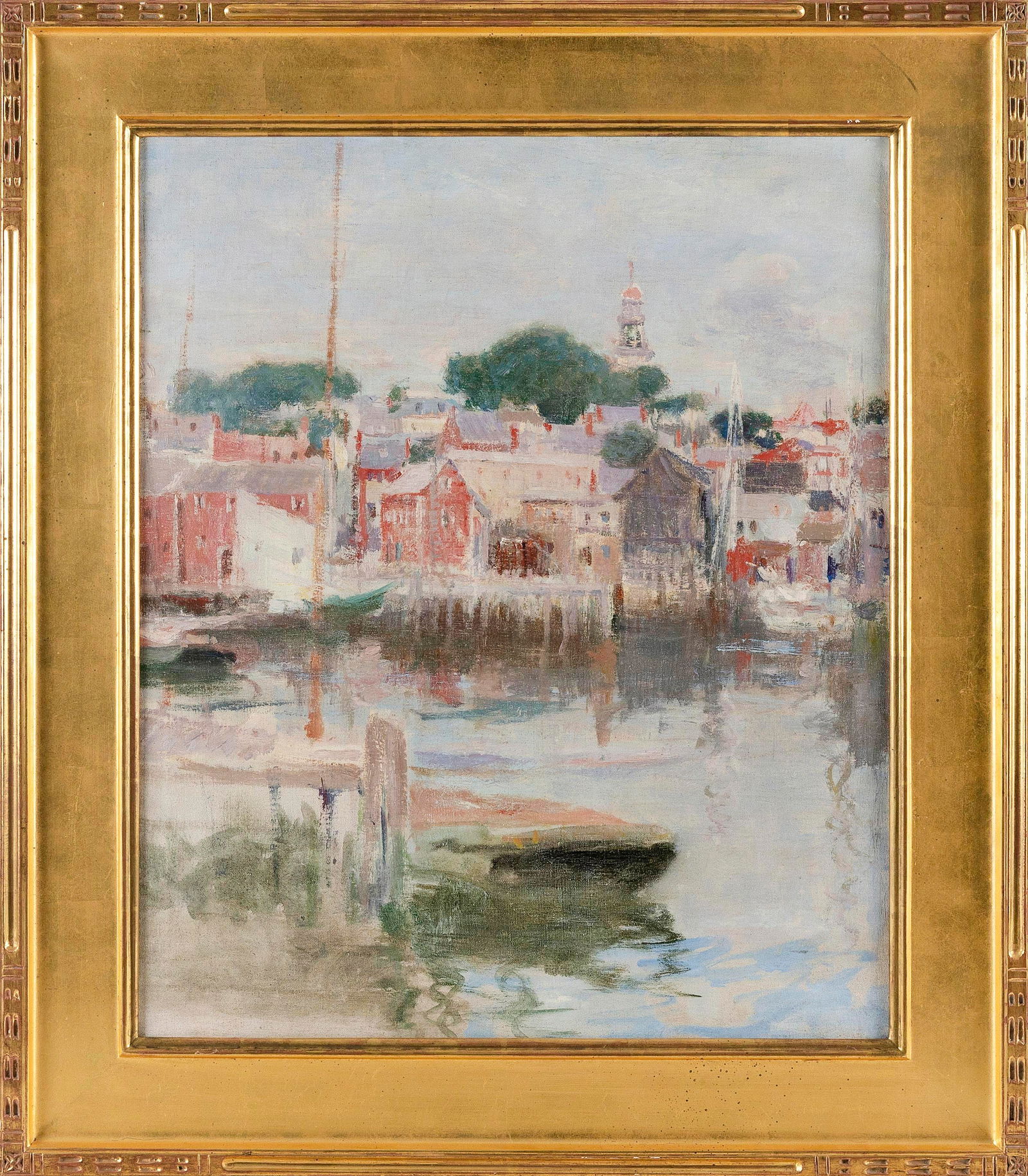 EDWARD WILBUR DEAN HAMILTON (Massachusetts/Ohio, 1864-1943), Harbor scene, likely Nantucket., Oil on (1 of 2)