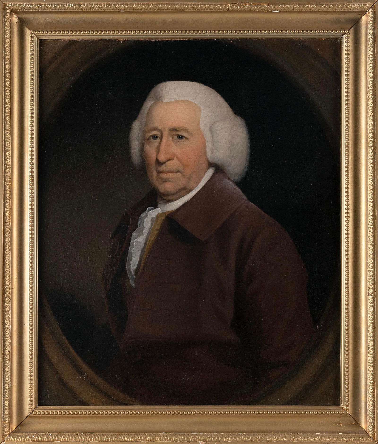 AMERICAN SCHOOL (Late 18th Century,), Portrait of a gentleman., Oil on canvas, 30" x 25". Framed 35" (1 of 2)