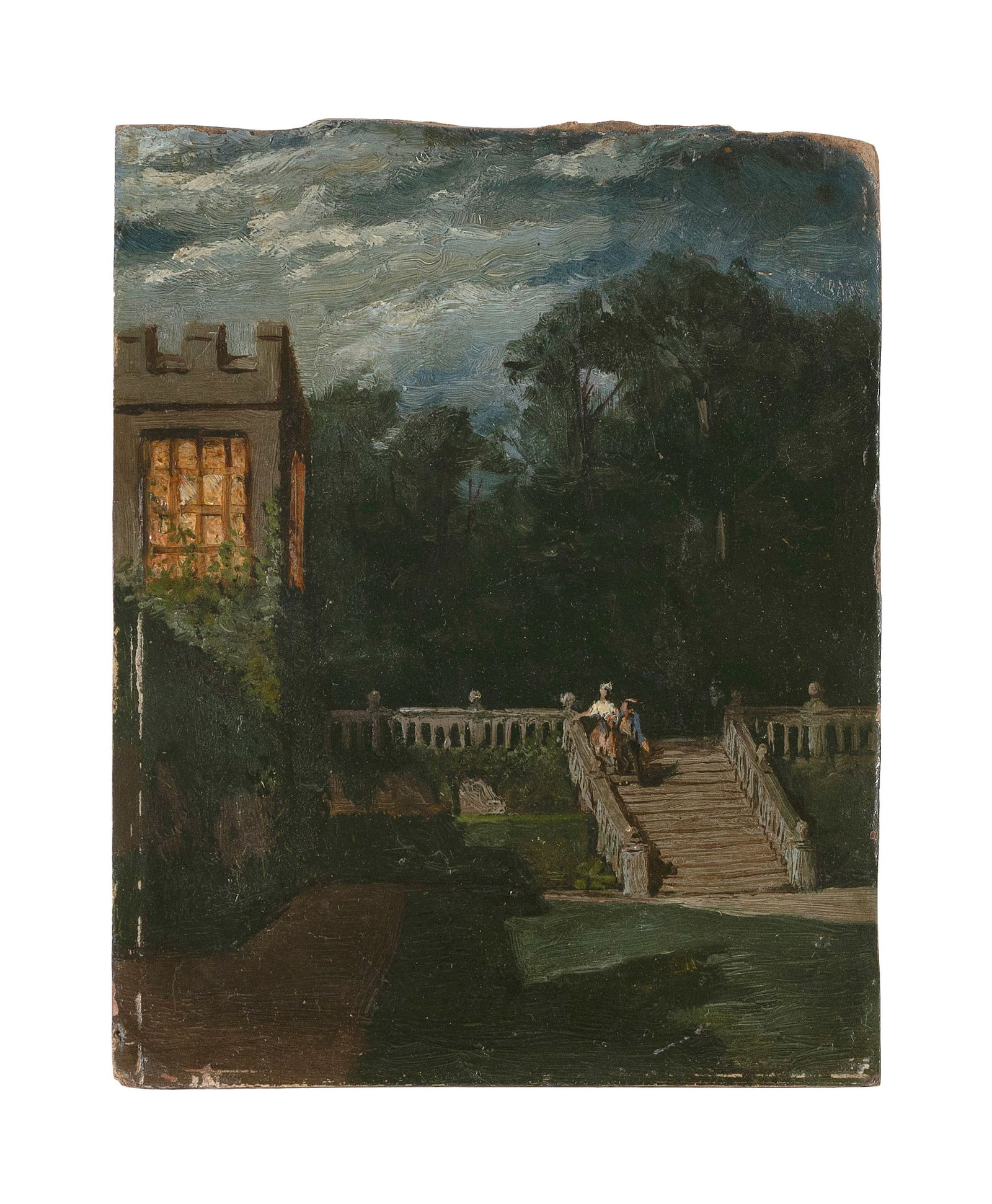 GEORGE WILLIAM WHITAKER (Rhode Island/New York/Massachusetts, 1841-1916), Castle at night., Oil on (1 of 2)