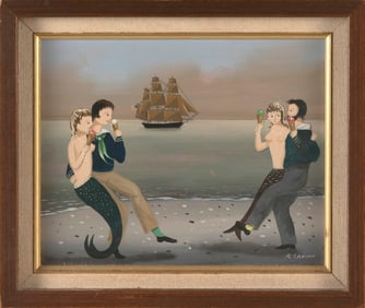 RALPH EUGENE CAHOON, JR. (Massachusetts, 1910-1982), Mermaids and sailors enjoying ice cream cones.,