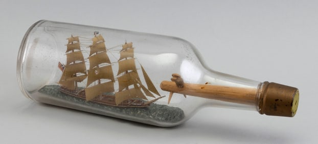VINTAGE SHIP IN A BOTTLE Early to Mid-20th Century Length 11.5".