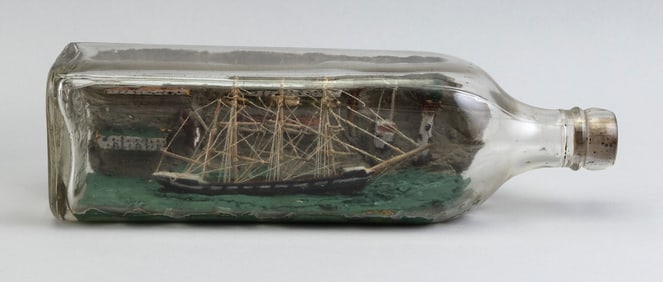 SHIP IN A BOTTLE DIORAMA First Half of the 20th Century Length 10.25".