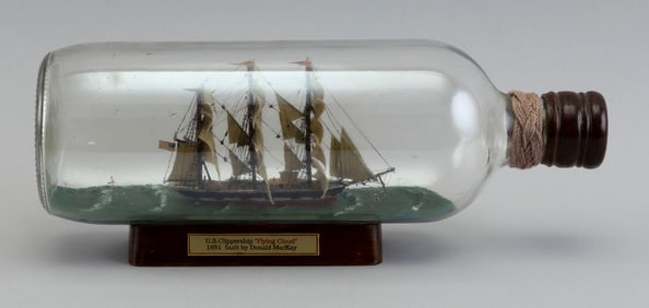 FLYING CLOUD SHIP IN A BOTTLE First Half of the 20th Century Length 10.25".