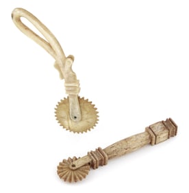 TWO SMALL WHALEBONE PIE CRIMPERS 19th Century