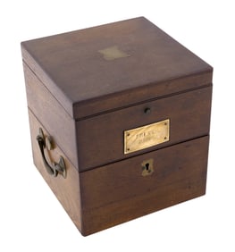 CASED FRENCH CHRONOMETER 19th Century Case height 7.75". Width 7". Length 7.75".