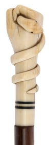 FIST CLENCHING A SNAKE CANE America, Mid-19th Century Length 35".