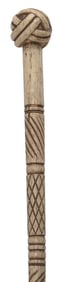 CARVED WHALEBONE CANE 19th Century Length 34".