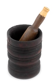 RARE LIGNUM VITAE MORTAR AND PESTLE Mid-19th Century Pestle length 9.5". Mortar height 7".
