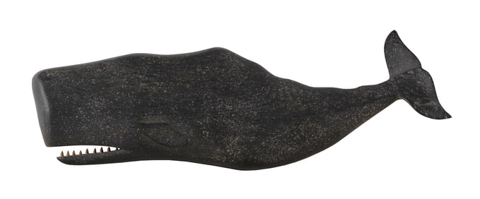 CLARK G. VOORHEES, JR. (Connecticut/Vermont, 1911-1980), Carved and painted sperm whale plaque.,