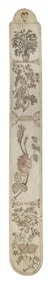 POLYCHROME SCRIMSHAW BUSK WITH DELICATE FOLIATE DESIGNS Mid-19th Century Length 13".