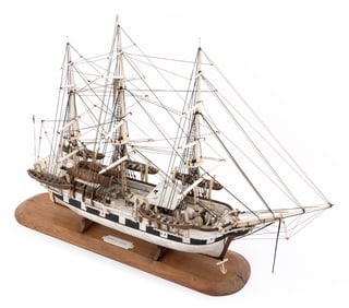BONE MODEL OF THE WHALESHIP "JAMES ARNOLD" Late 19th/Early 20th Century Total height 15.5". Length