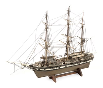 MODEL OF THE WHALESHIP "ALICE MANDELL" Early 20th Century Height on cradle approx. 25.75". Length