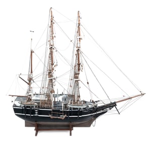 LARGE MODEL OF THE WHALESHIP "CHARLES W. MORGAN" Late 19th/Early 20th Century Height on cradle