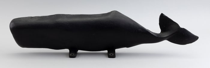 D. BAKER, NEW BEDFORD CAST IRON SPERM WHALE DOORSTOP 20th Century Length 23".