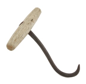 BLUBBER HOOK WITH WHALEBONE HANDLE 19th Century Length 6.75".