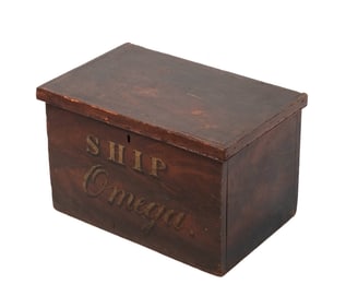 WHALESHIP AGENT'S WOODEN DOCUMENT BOX Mid-19th Century Height 12.75". Width 20". Depth 12.75".