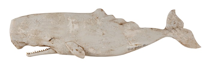 RICHARD VANWICKLEN "WICK" AHRENS (Vermont, 1944-2016), Carved and painted wooden "Moby Dick"