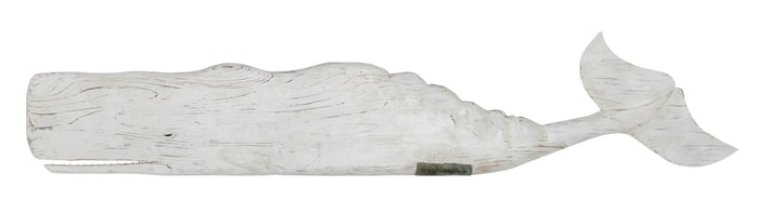MICHAEL BACLE CARVED AND PAINTED SPERM WHALE PLAQUE Virginia/Nantucket, Contemporary Length 96".