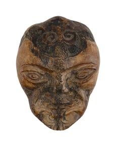 CARVED BONE MASK, POSSIBLY MAORI 19th Century or Earlier Height 5". Width 3.5".
