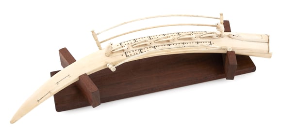 INUIT WALRUS TUSK CRIBBAGE BOARD 20th Century Length 25".