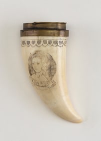 SCRIMSHAW WHALE'S TOOTH SNUFF MULL 19th Century Length 4.5".