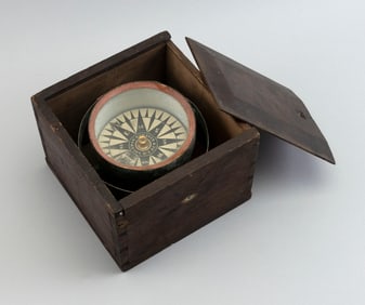 C.R. SHERMAN, NEW BEDFORD WHALEBOAT COMPASS 19th Century Height 6".