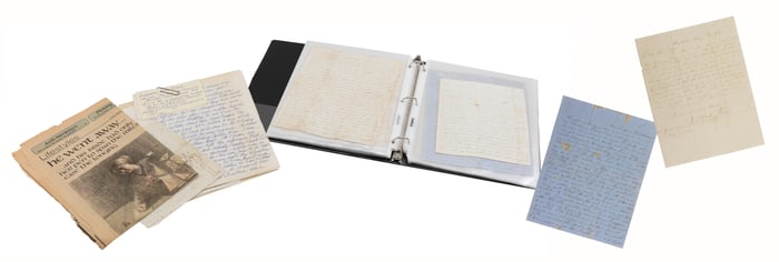 RARE COLLECTION OF LETTERS FROM WHALING WIFE SYLVIA R. LEONARD OF NEW BEDFORD 1850s-1860s