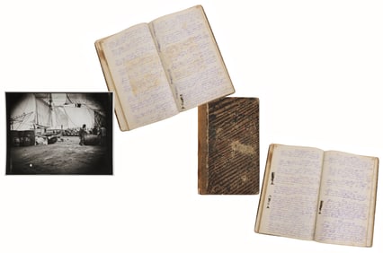 WHALING JOURNAL OF AUSTIN BENNETT FROM THE BARK "SUNBEAM" OF NEW BEDFORD Journal 13.25" x 8.5".