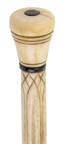 CANE WITH CARVED WHALEBONE SHAFT 19th Century Length 33.5".