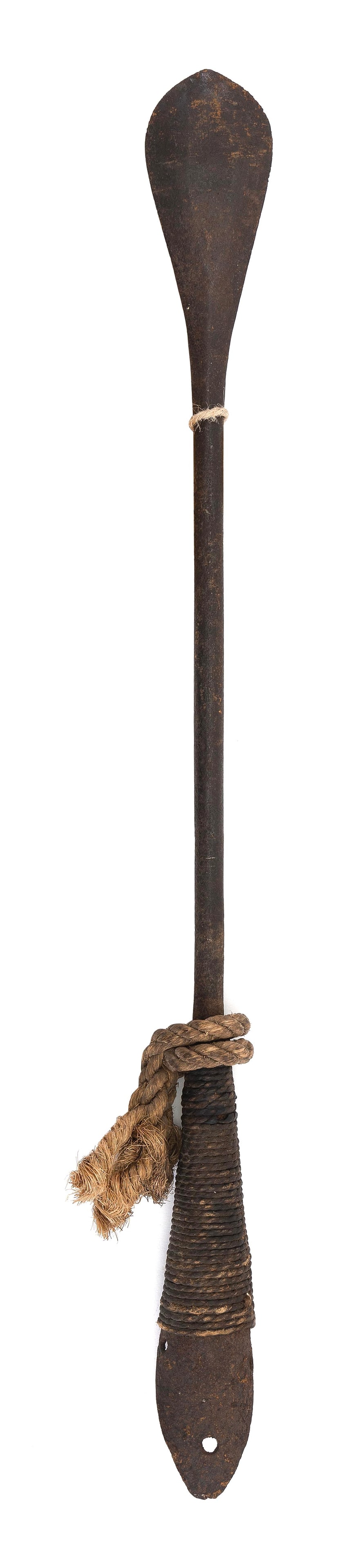 SHORT LANCE 19th Century Length 23.75".: SHORT LANCE 19th Century Possibly for walrus. Indecipherable mark on head. Twine-wrapped shaft. Retains length of manila rope. Additional information about this lot may be found on the Hellman Collect