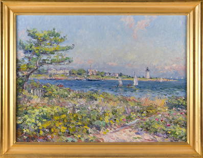 JAN PAWLOWSKI (Massachusetts/Poland, 1949-), "Chappy"., Oil on canvas, 30" x 40". Framed 37" x 46".: JAN PAWLOWSKIMassachusetts/Poland, 1949-"Chappy". Signed lower left "J. Pawlowski".Oil on canvas, 30" x 40". Framed 37" x 46".