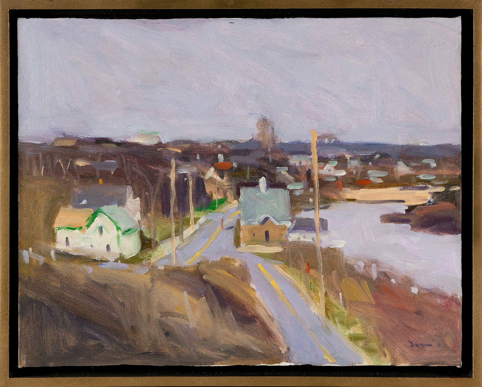 MICHAEL DAVIS (Massachusetts, 1945-), "Autumn, Pond Village" (North Truro, Massachusetts)., Oil on: MICHAEL DAVISMassachusetts, 1945-"Autumn, Pond Village" (North Truro, Massachusetts). Signed lower right "Davis". Titled, signed and dated 2018 verso.Oil on canvas, 11" x 14". Framed 12" x 15".