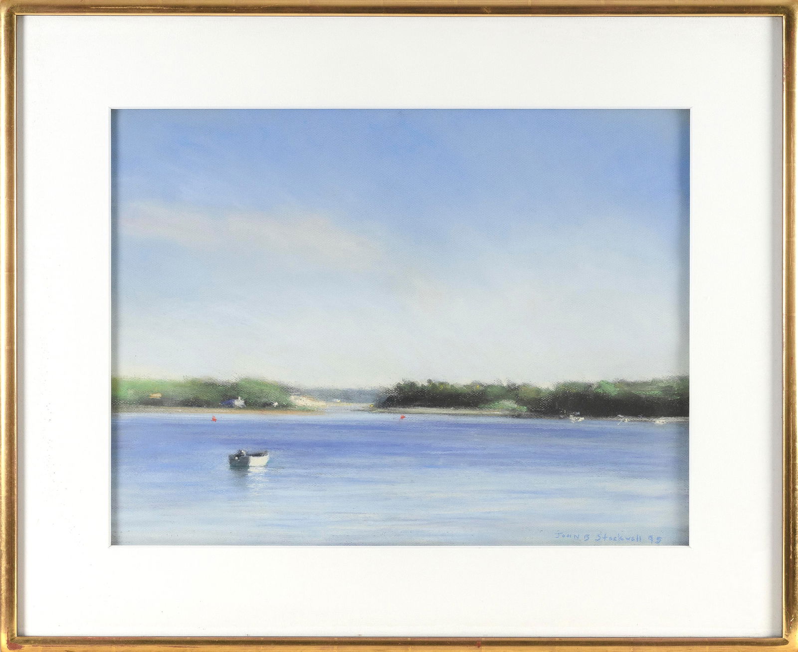 JOHN B. STOCKWELL (Massachusetts/New York, 1958-), Moored boat., Pastel on paper, 18.5" x 25" sight. (1 of 2)