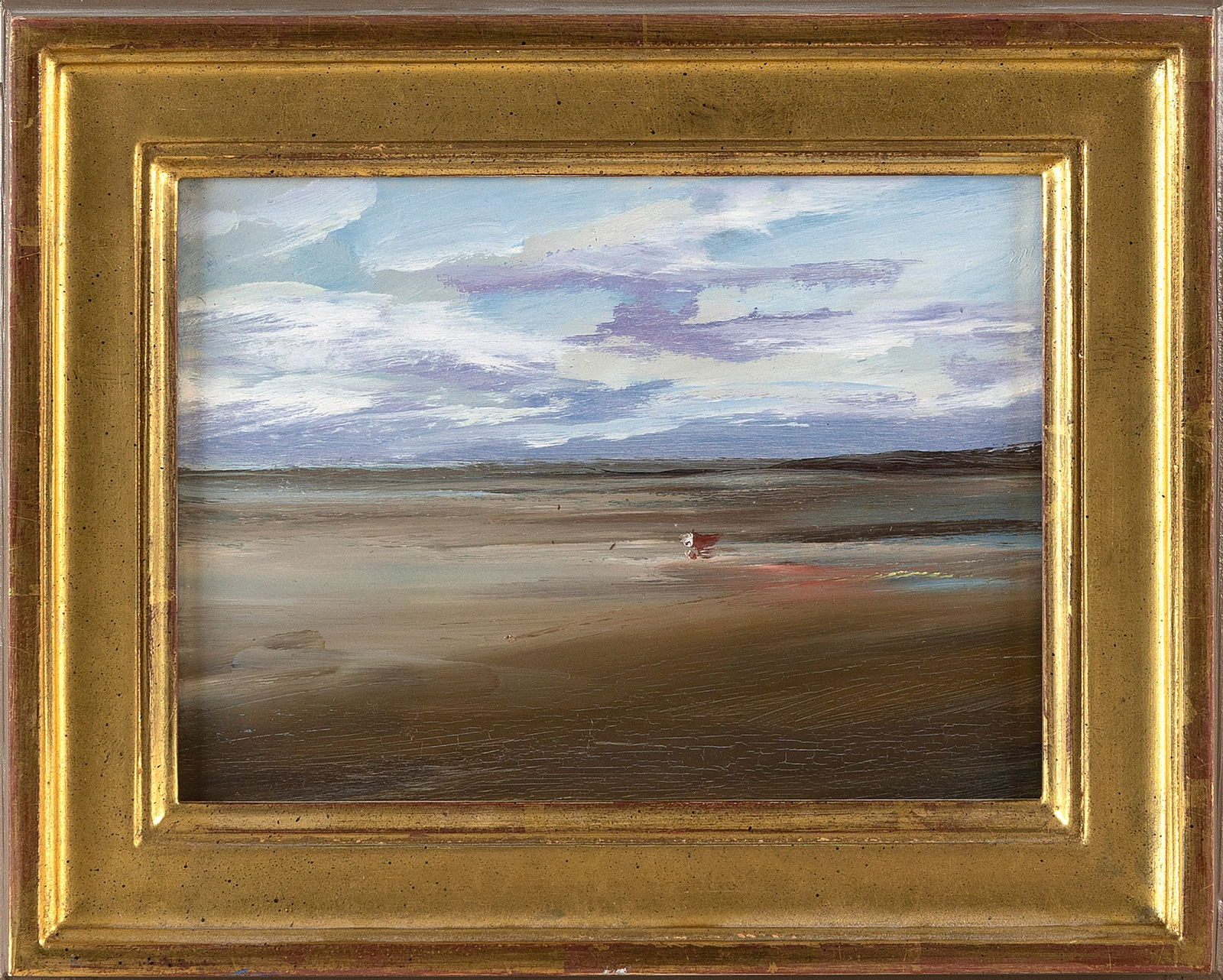 ANNE PACKARD (New Jersey/Massachusetts, 1933-), Beached dory, Provincetown., Oil on board, 6" x 8".: ANNE PACKARDNew Jersey/Massachusetts, 1933-Beached dory, Provincetown. Signed lower left (obscured by frame). Housed in a Guido frame.Oil on board, 6" x 8". Framed 8.5" x 10.5".