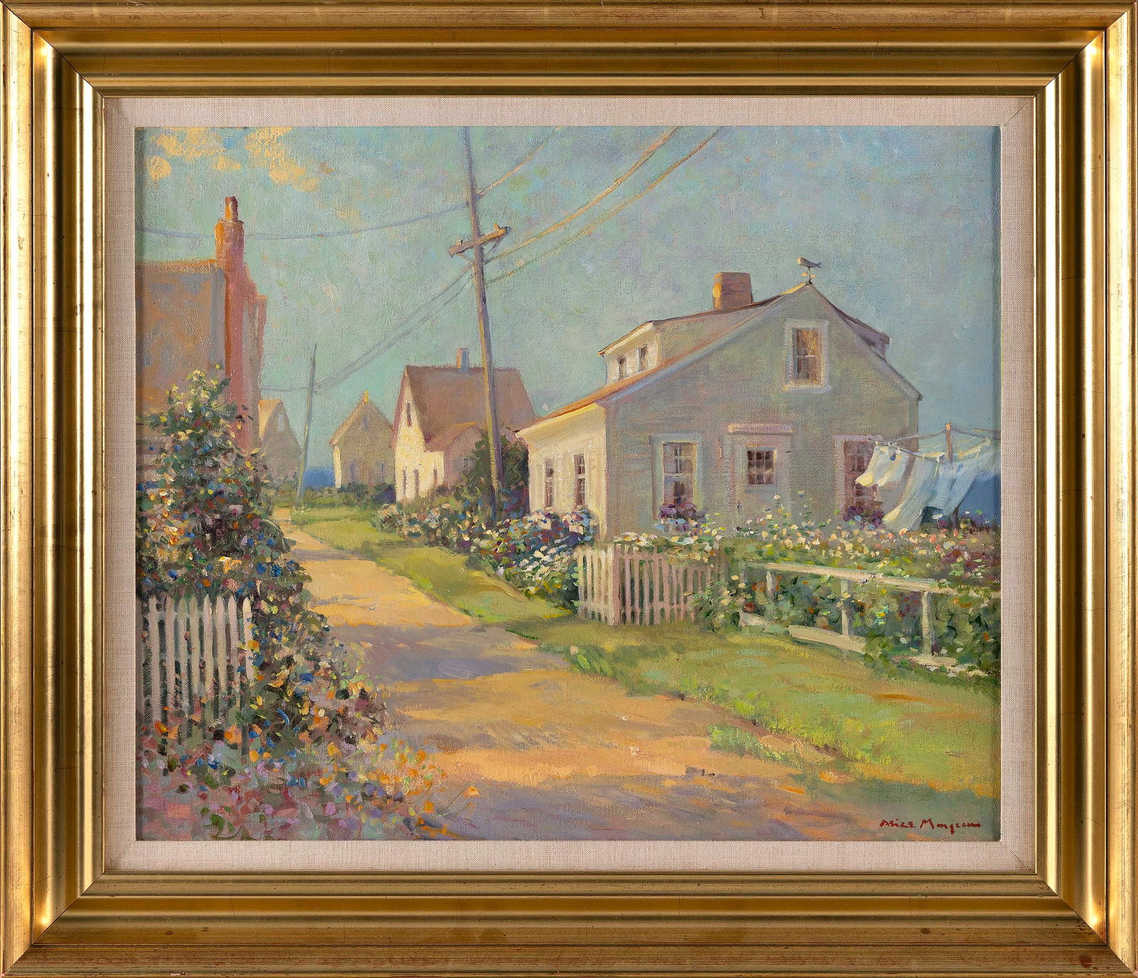 ALICE MONGEAU (Massachusetts, Contemporary), Cape Cod cottages on the Bay., Oil on canvas, 20" x (1 of 1)