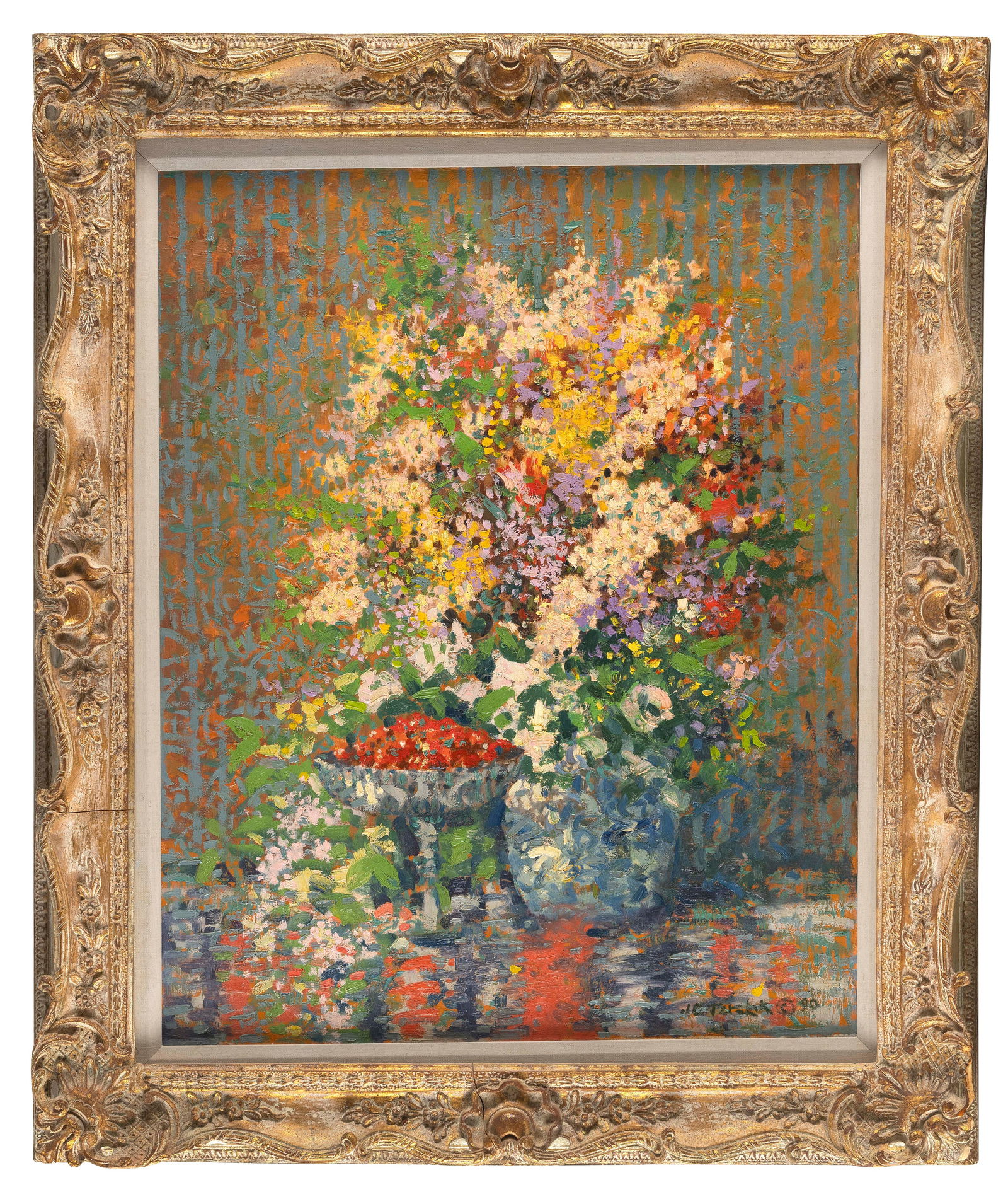JOHN CHARLES TERELAK (New York/Massachusetts, 1942-), Floral still life., Oil on canvas, 30" x 24". (1 of 2)