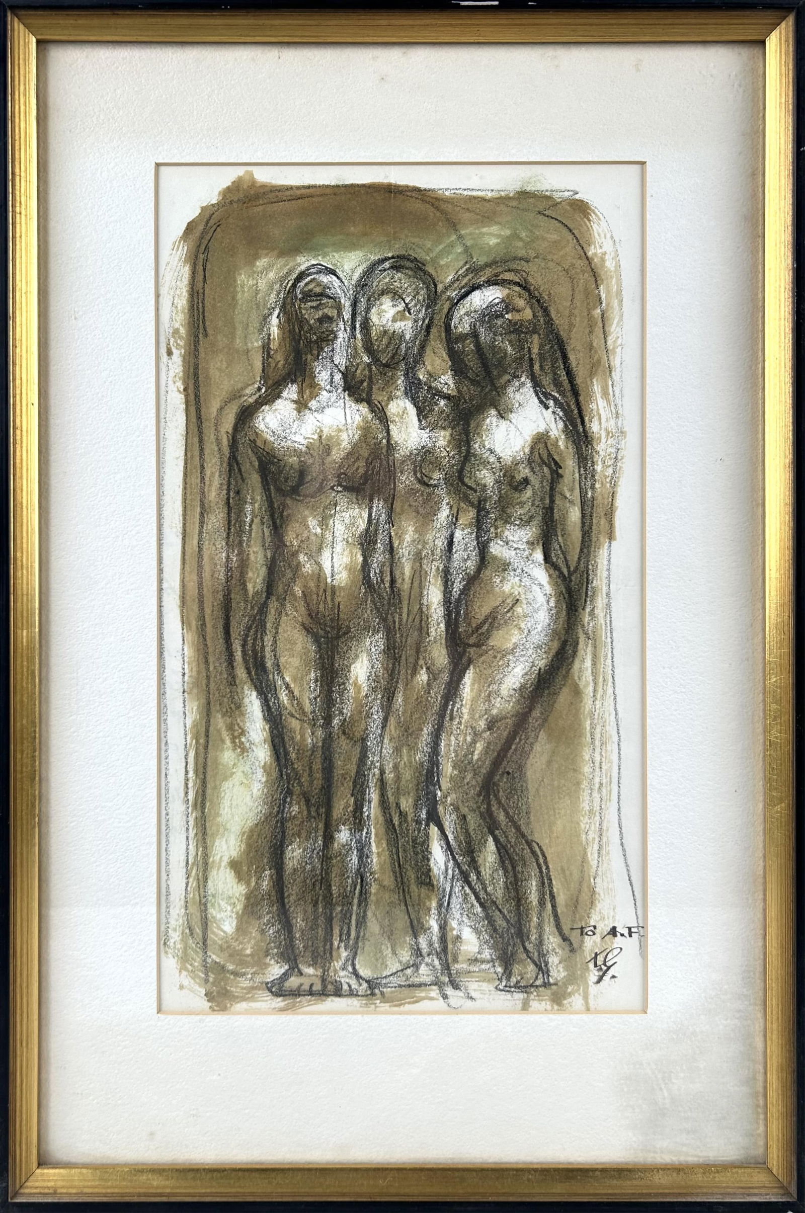XAVIER GONZALEZ (Massachusetts/Mexico, 1898-1993), Sketch of the Three Graces., Charcoal and (1 of 3)