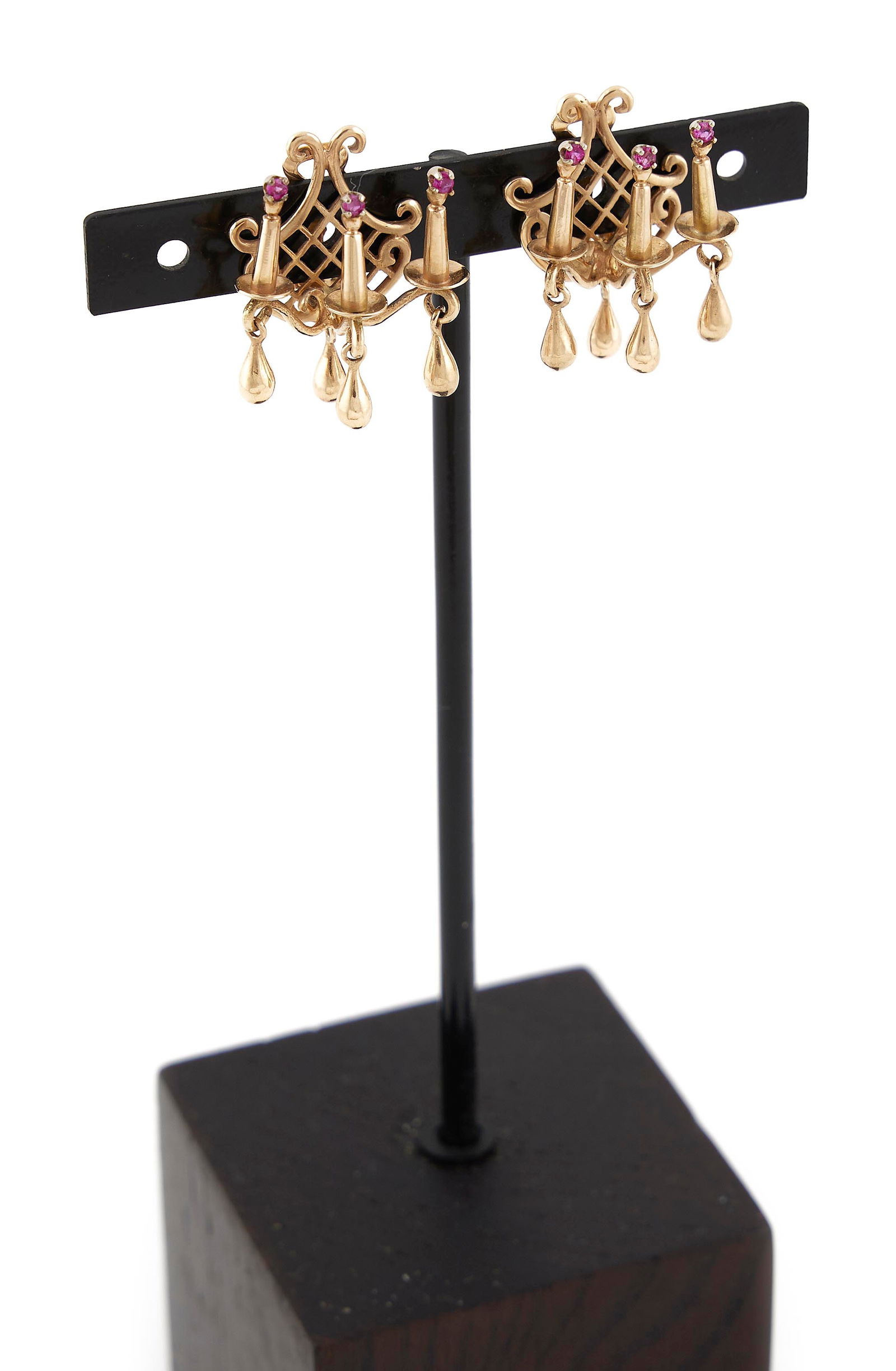 PAIR OF 14KT YELLOW GOLD AND RUBY EARRINGS Approx 7.78 total dwt. (1 of 1)