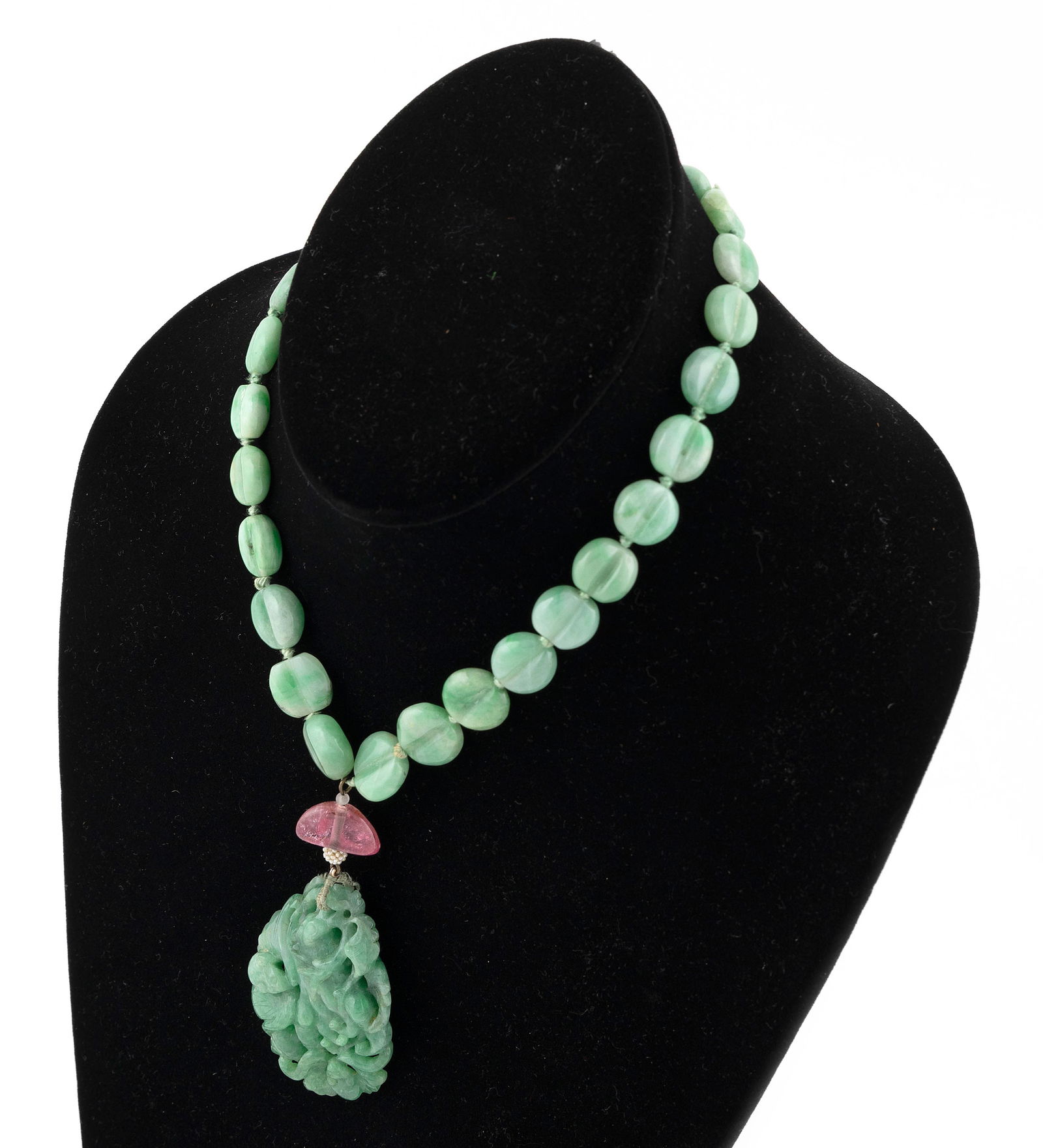 SILVER, JADE AND ROSE QUARTZ NECKLACE (1 of 1)