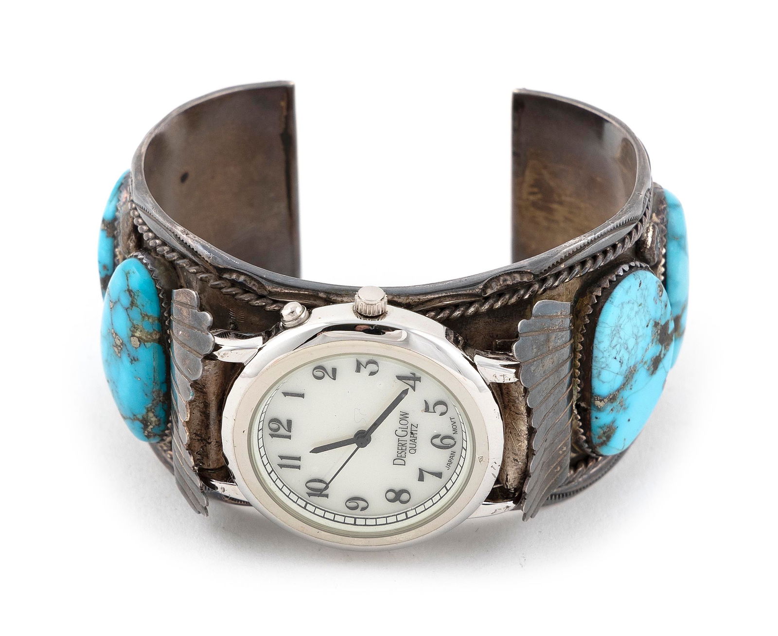 SILVER AND MORENCI TURQUOISE BRACELET WATCH Approx. 74.78 total dwt. (1 of 1)