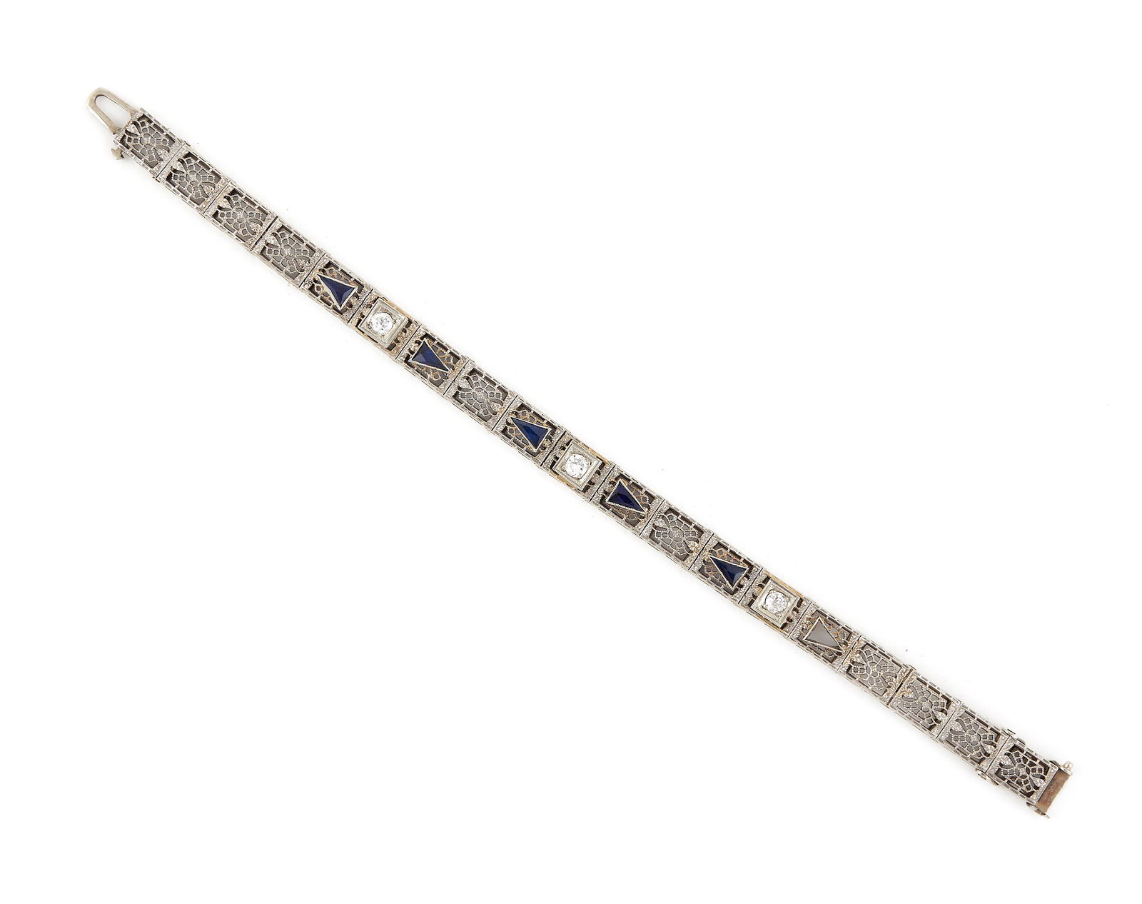 14KT WHITE GOLD, DIAMOND AND SAPPHIRE BRACELET Approx. 6.30 total dwt. (1 of 1)