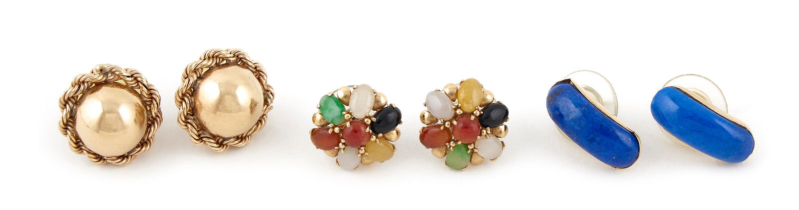 THREE PAIRS OF 14KT YELLOW GOLD EARRINGS Approx. 10.35 total dwt. (1 of 1)